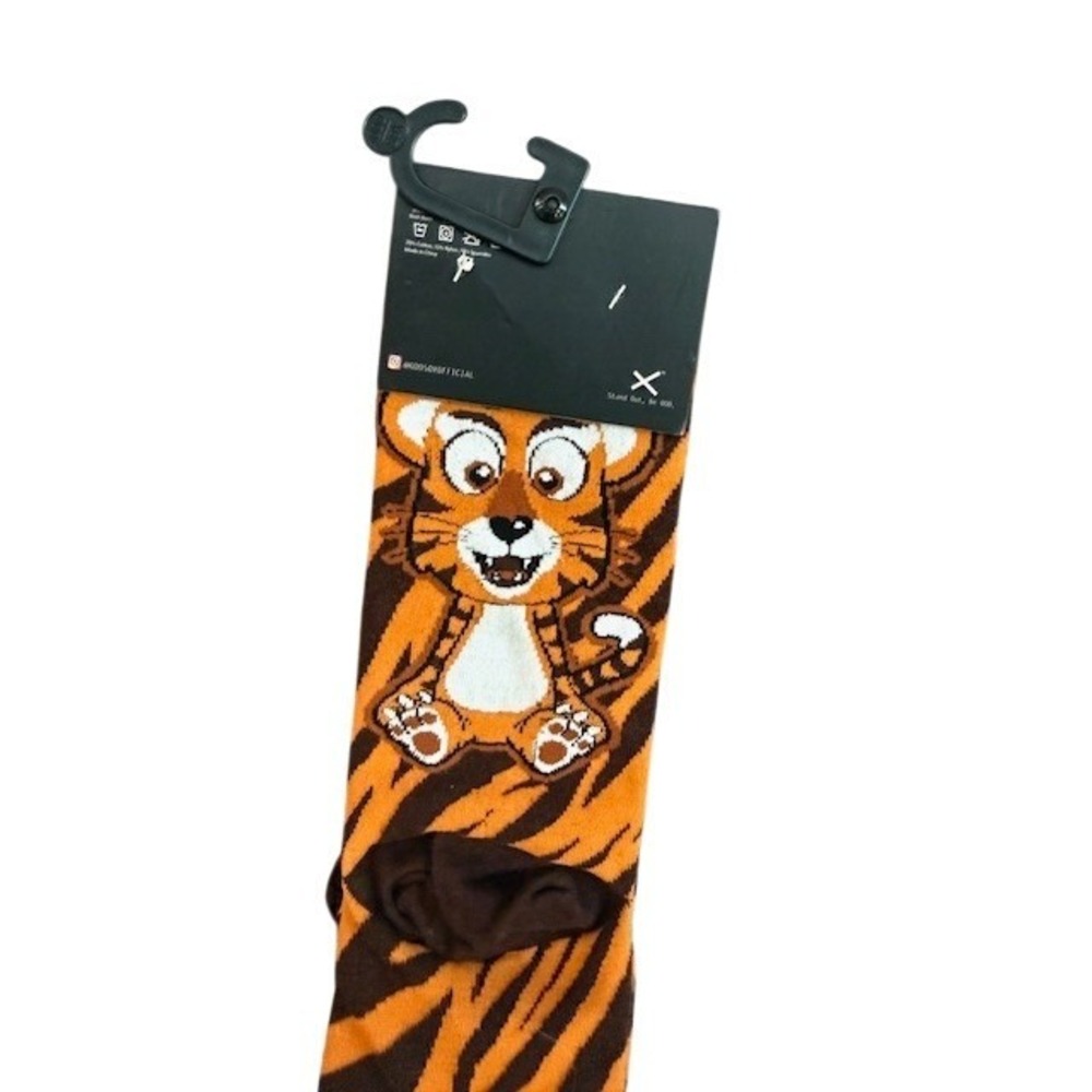 Odd Socks VeeFriends Tremendous Tiger Stripe Crew Socks Novelty Mens New sz 8-12